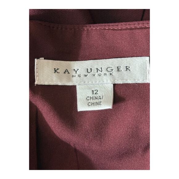 Kay Unger dress Izzy off the shoulder Midi burgundy size 12 - Picture 5 of 7